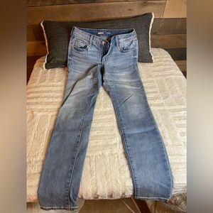 Old Navy Mid-Rise Pop Icon Skinny Jeans Women's Distressed Blue. Size 0